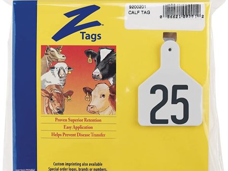 Z Tags 1-piece Pre-numbered Laser Print Tags For Calves, Numbers 1 To 25 (white) For Sale