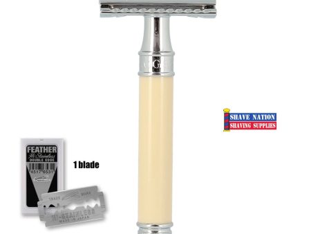 Edwin Jagger Closed Comb DE87BL Imitation Ivory Safety Razor For Cheap