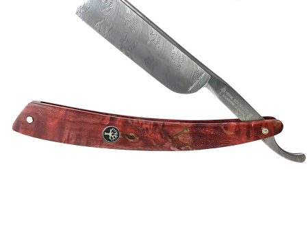 Boker Damascus Steel Curly Birch Handle Straight Razor 6 8 Blade #205 on Sale