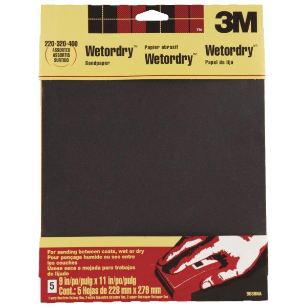 3M Wetordry 9 In. x 11 In. 400 320 220 Grit Assorted Grade Sandpaper (5-Pack) Sale