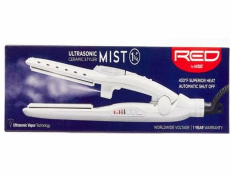 Red by Kiss: Ultrasonic Ceramic Styler Mist 1 1 4  Flat Iron Cheap