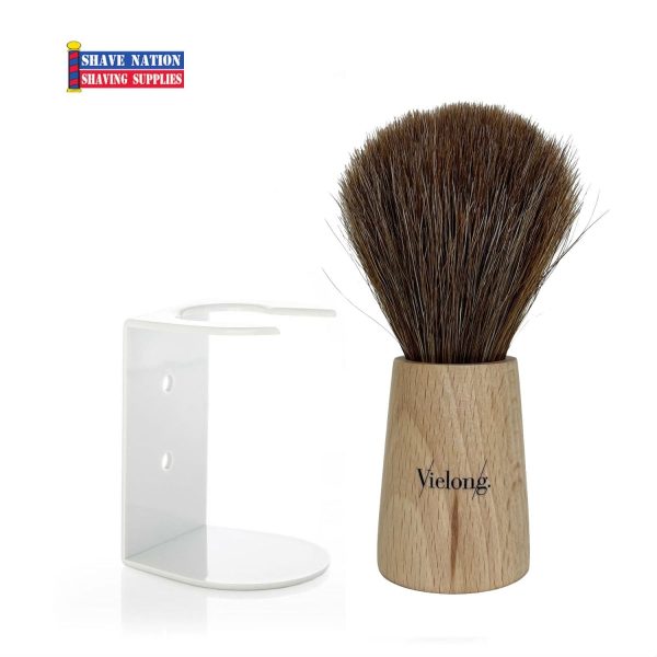 Vielong Nordik Brown Horse Hair Shaving Brush Beechwood Handle Supply